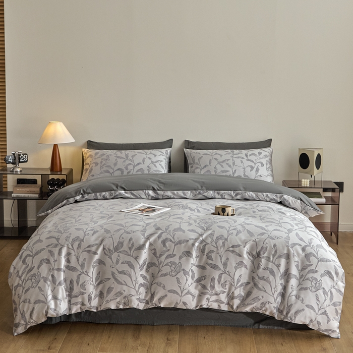 91家纺网 家纺一手货源 找家纺 琪格格纺织 2026新款色织天丝棉提花四件套 初叶