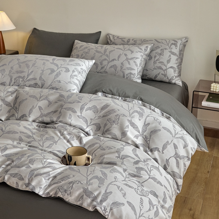 91家纺网 家纺一手货源 找家纺 琪格格纺织 2026新款色织天丝棉提花四件套 初叶