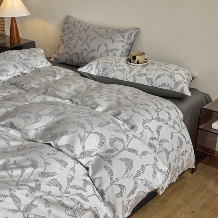 91家纺网 家纺一手货源 找家纺 琪格格纺织 2026新款色织天丝棉提花四件套 初叶