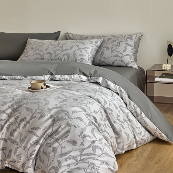 91家纺网 家纺一手货源 找家纺 琪格格纺织 2026新款色织天丝棉提花四件套 初叶