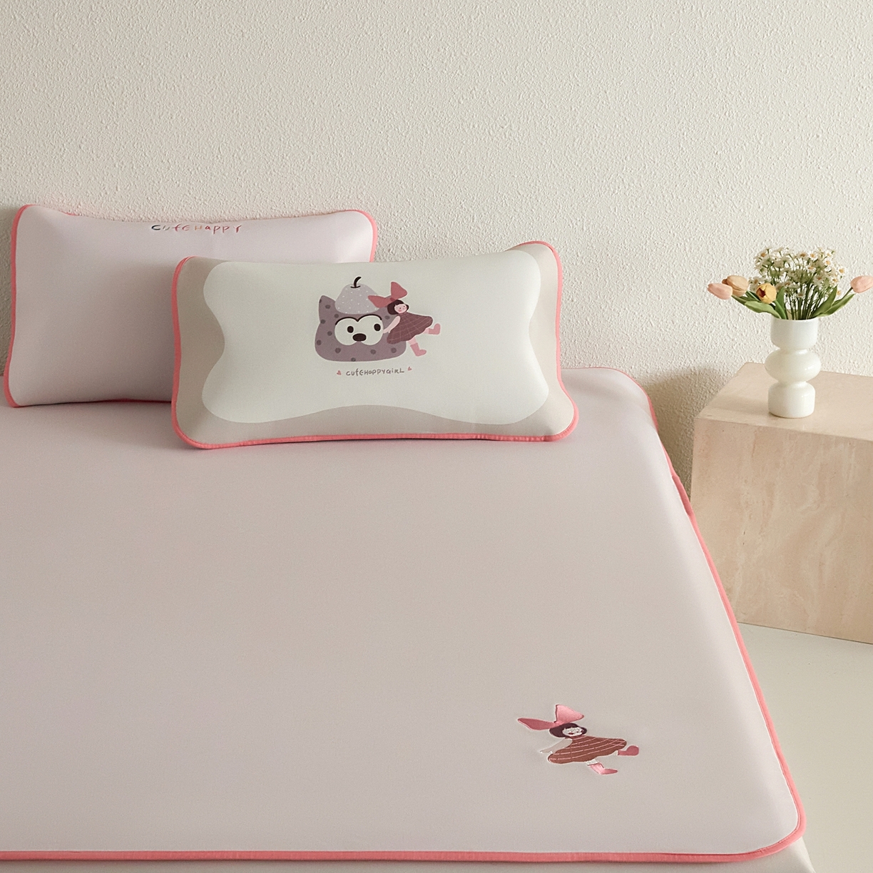 91家纺网 家纺一手货源 找家纺 禧禾 2026春夏新款A类600D数码冰丝席凉席席子-冰菓系列 蝴蝶女孩-床席款