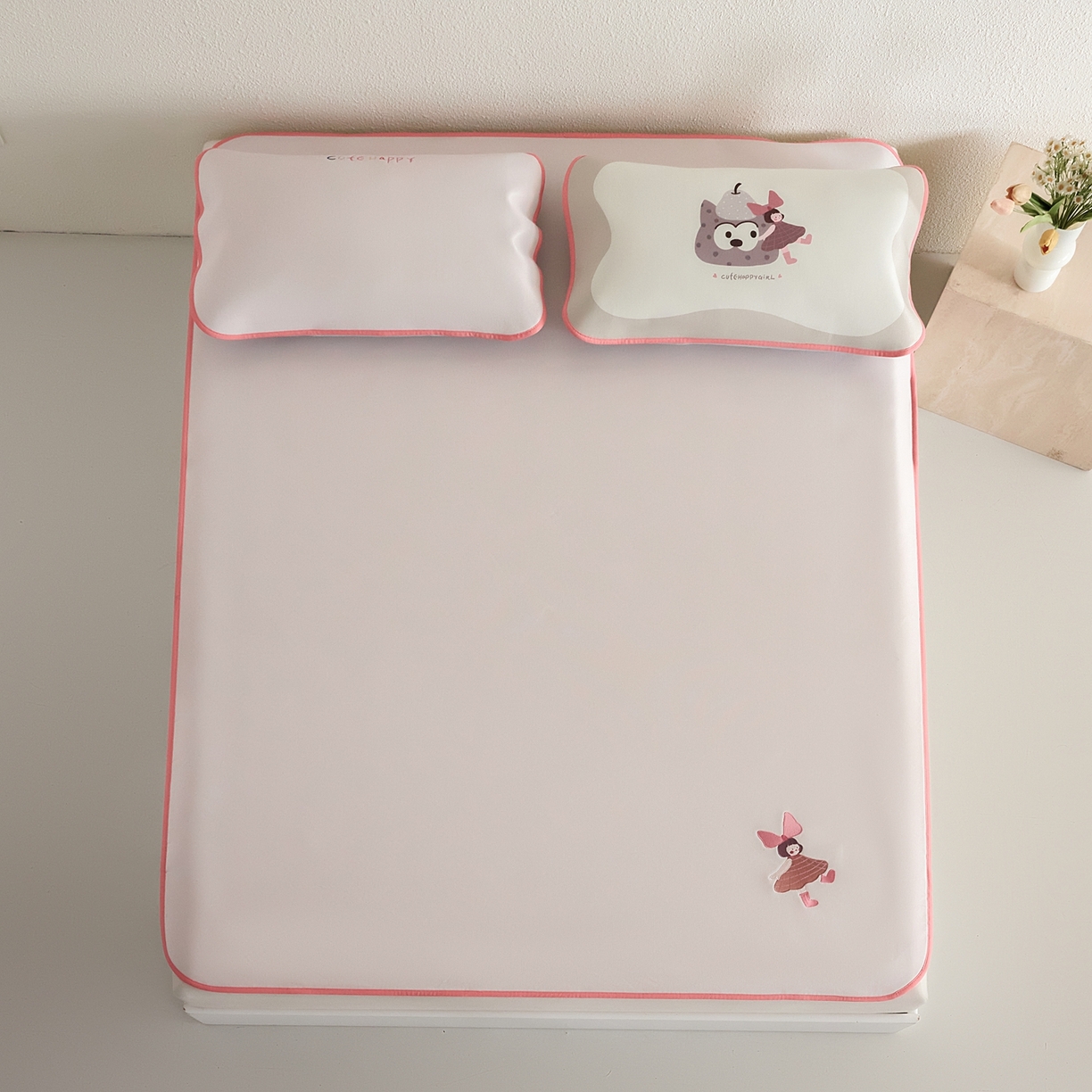 91家纺网 家纺一手货源 找家纺 禧禾 2026春夏新款A类600D数码冰丝席凉席席子-冰菓系列 蝴蝶女孩-床席款