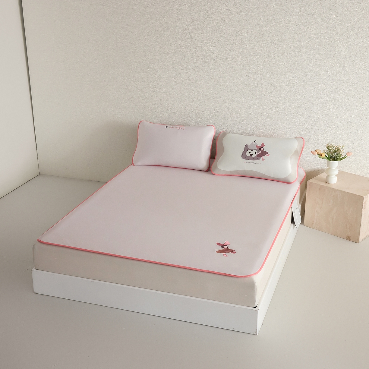 91家纺网 家纺一手货源 找家纺 禧禾 2026春夏新款A类600D数码冰丝席凉席席子-冰菓系列 蝴蝶女孩-床席款