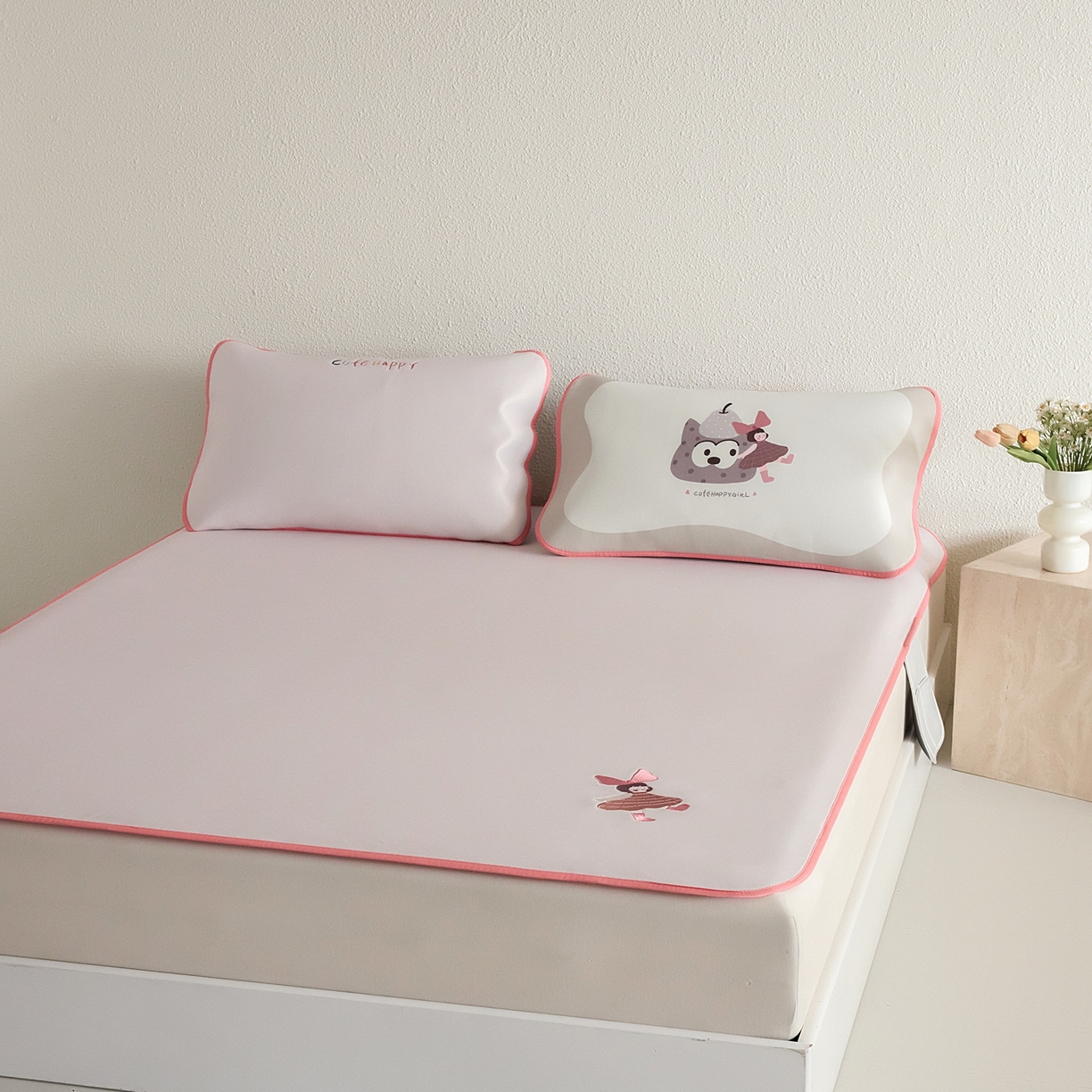 91家纺网 家纺一手货源 找家纺 禧禾 2026春夏新款A类600D数码冰丝席凉席席子-冰菓系列 蝴蝶女孩-床席款