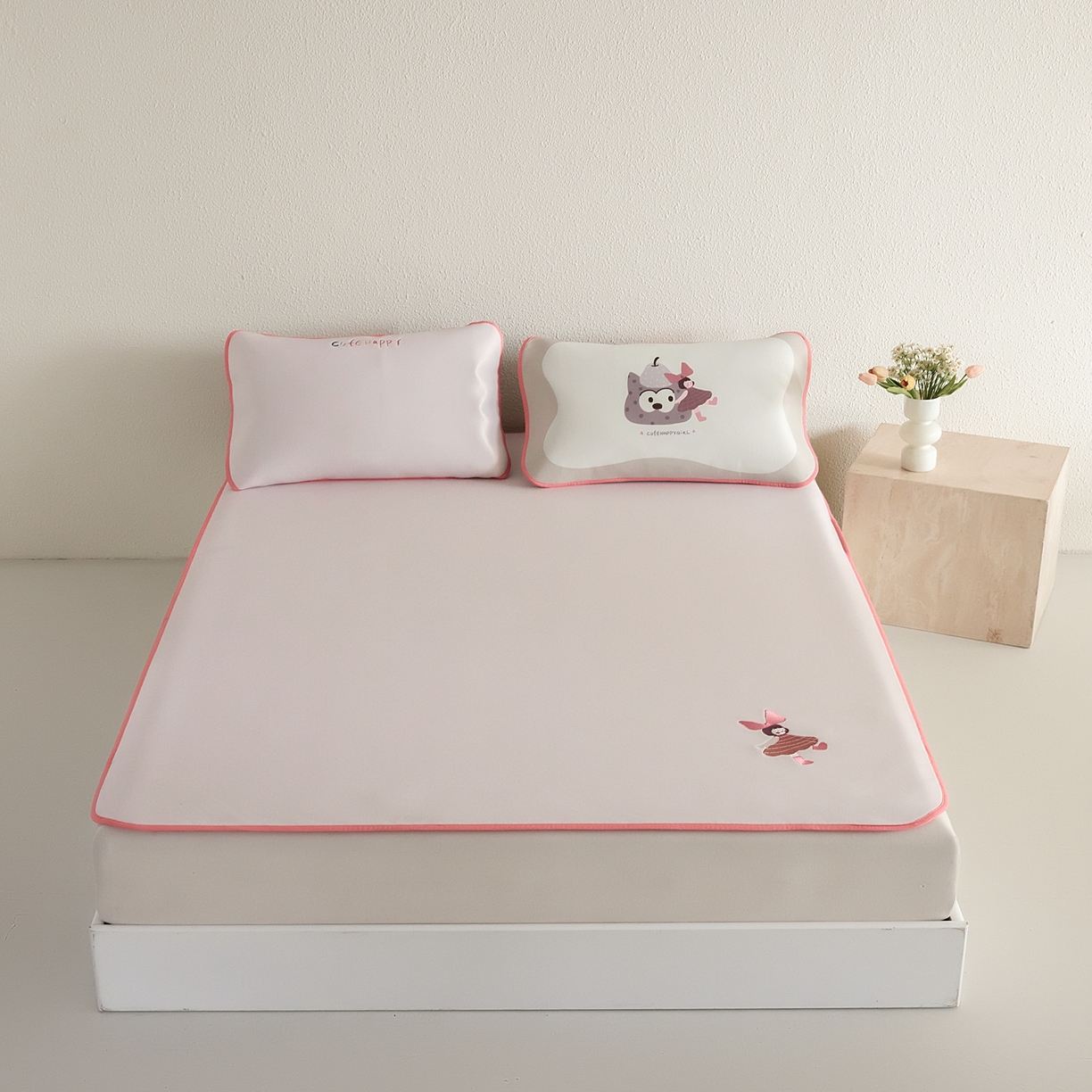 91家纺网 家纺一手货源 找家纺 禧禾 2026春夏新款A类600D数码冰丝席凉席席子-冰菓系列 蝴蝶女孩-床席款