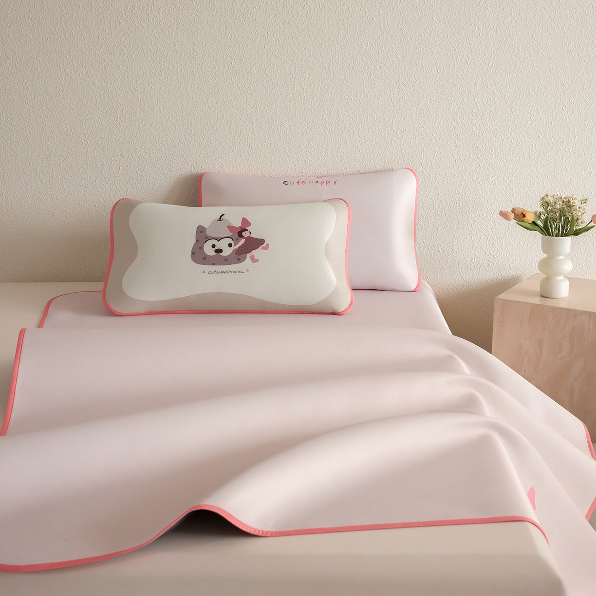 91家纺网 家纺一手货源 找家纺 禧禾 2026春夏新款A类600D数码冰丝席凉席席子-冰菓系列 蝴蝶女孩-床席款