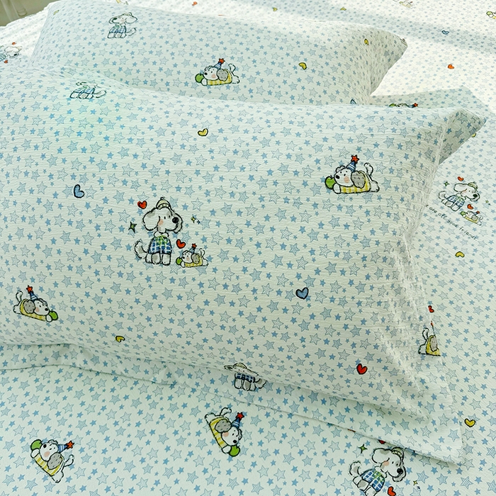 91家纺网 家纺一手货源 找家纺 九诺家纺 2026春夏新款丝柔棉皱皱纱床裙四件套双花边工艺床裙 安妮-暖心小狗