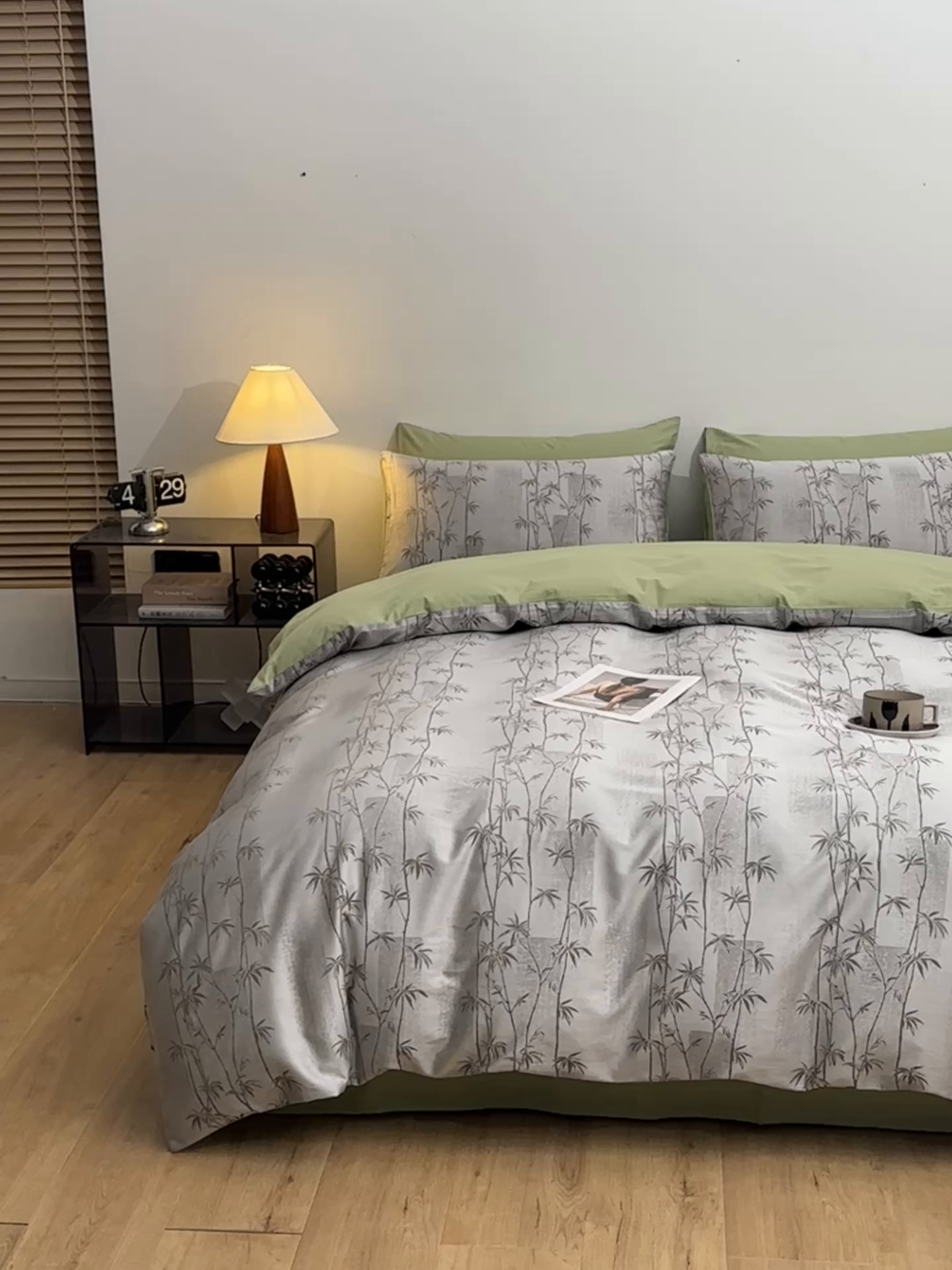 91家纺网 家纺一手货源 找家纺 琪格格纺织 2026新款色织天丝棉提花四件套 竹溪-绿