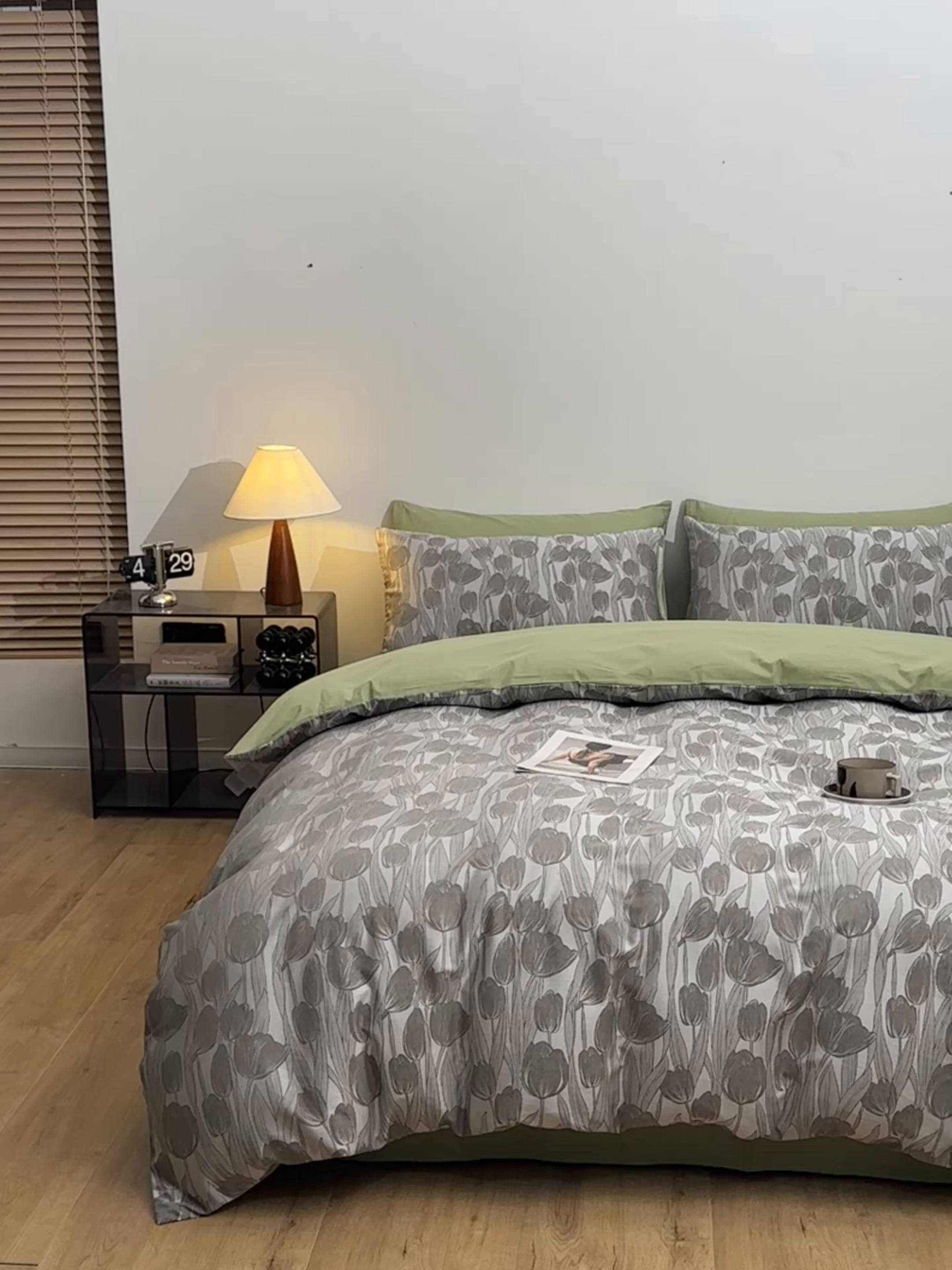 91家纺网 家纺一手货源 找家纺 琪格格纺织 2026新款色织天丝棉提花四件套 风之语-绿