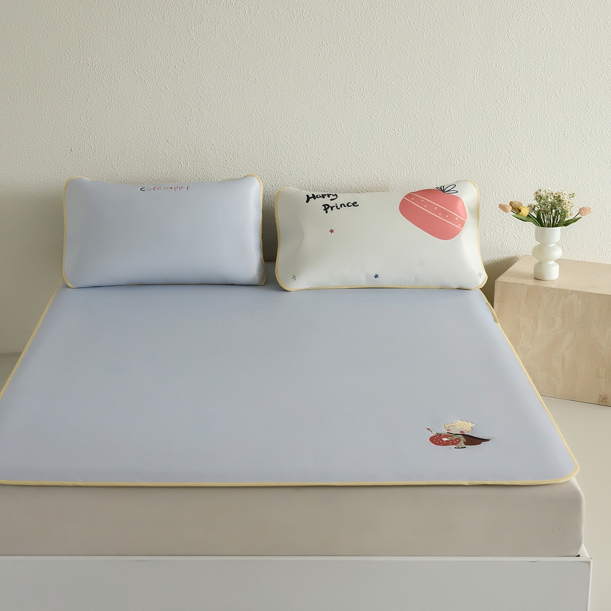 91家纺网 家纺一手货源 找家纺 禧禾 2026春夏新款A类600D数码冰丝席凉席席子-冰菓系列 魔法王子-床席款