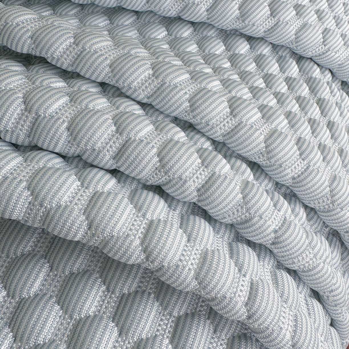 91家纺网 家纺一手货源 找家纺 禧禾 2026新款高冰感豆豆太空席 潘达蓝-床裙款