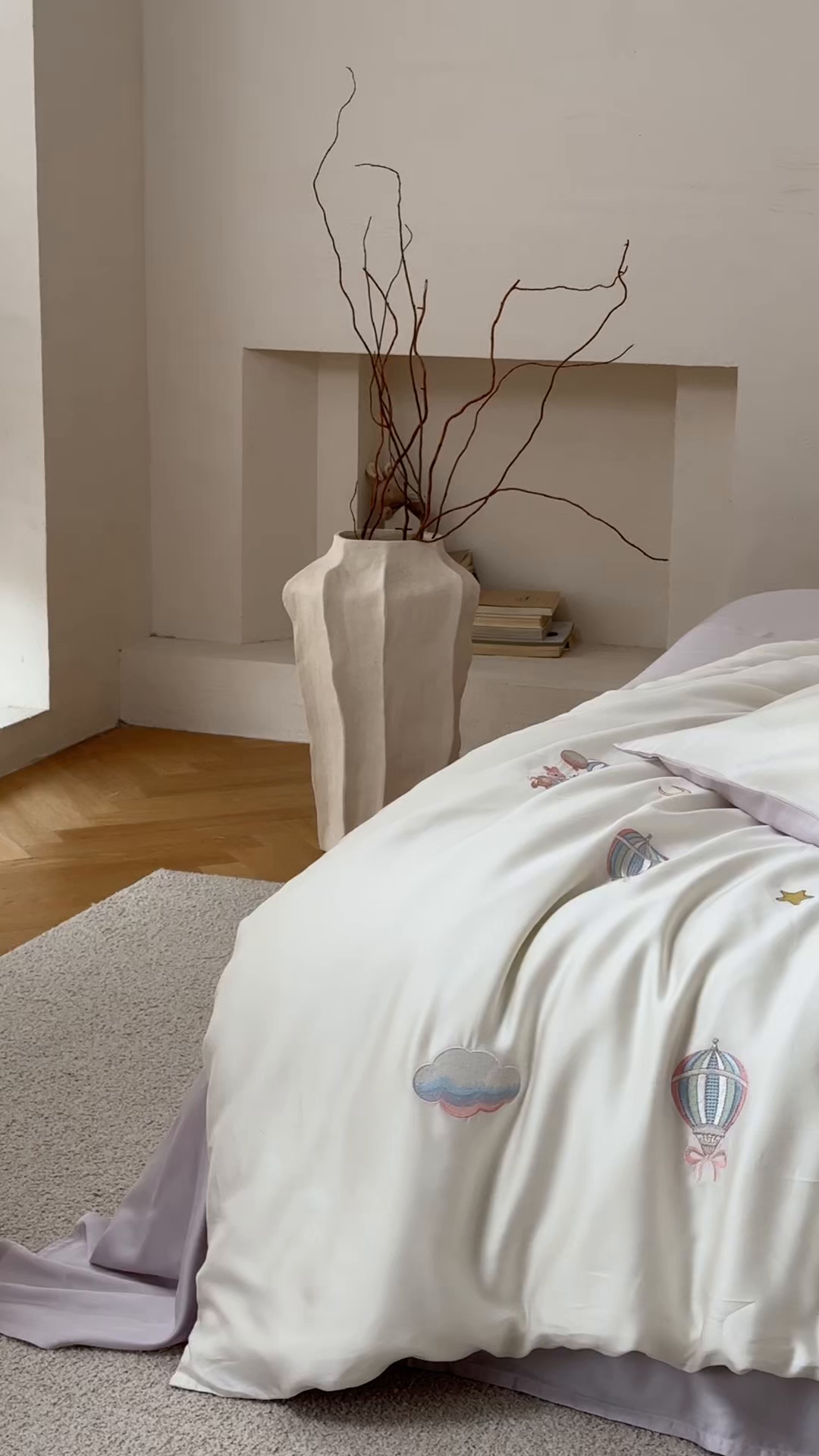 91家纺网 家纺一手货源 找家纺 （总）简纯主义 2026新款60s奥地利进口兰精天丝四件套-萌兔气球