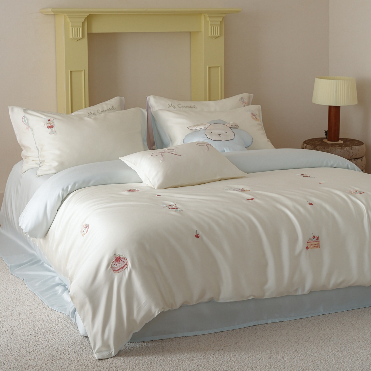 91家纺网 家纺一手货源 找家纺 简纯主义 2026新款60s奥地利进口兰精天丝四件套-泡泡莓果 泡泡莓果蓝