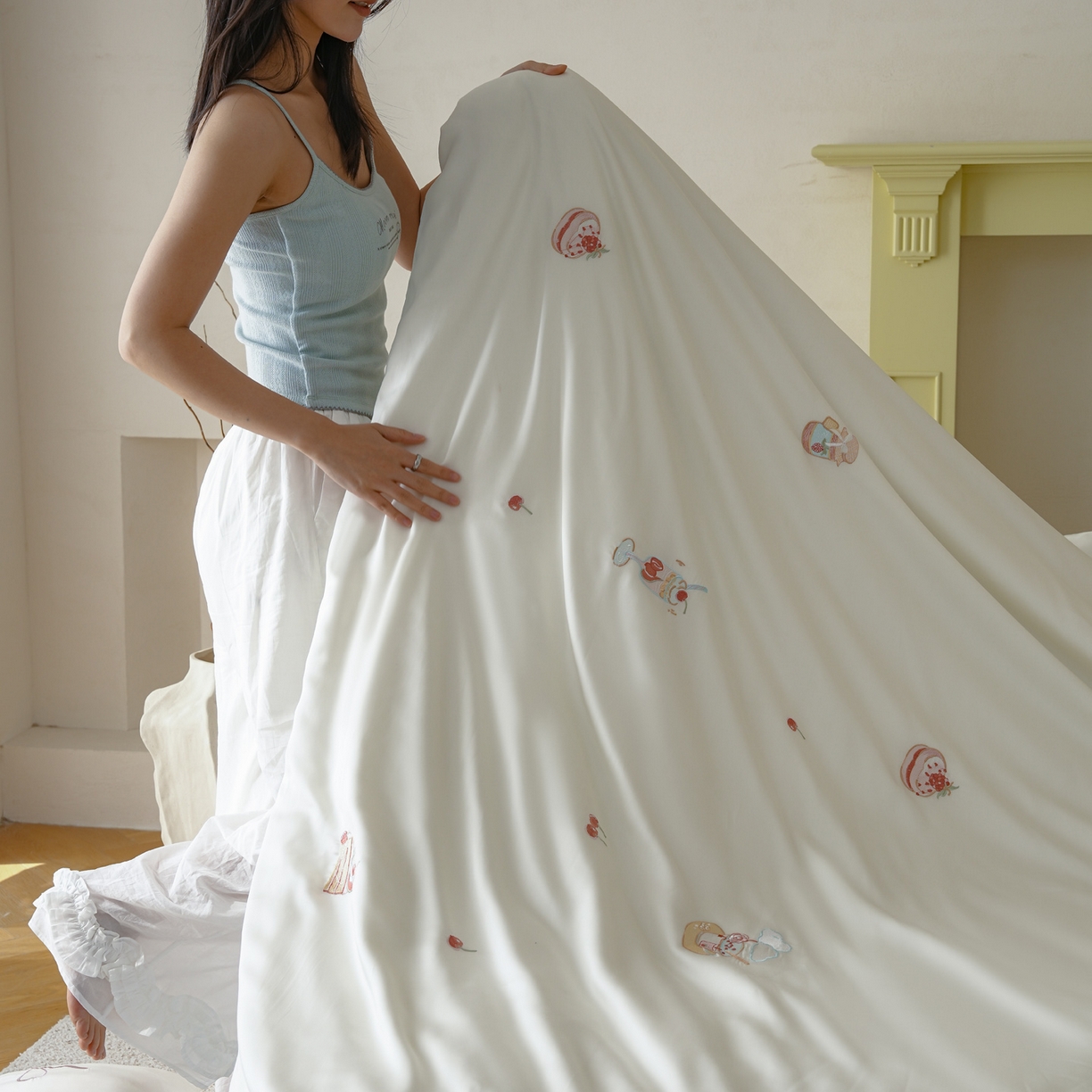 91家纺网 家纺一手货源 找家纺 简纯主义 2026新款60s奥地利进口兰精天丝四件套-泡泡莓果 泡泡莓果蓝