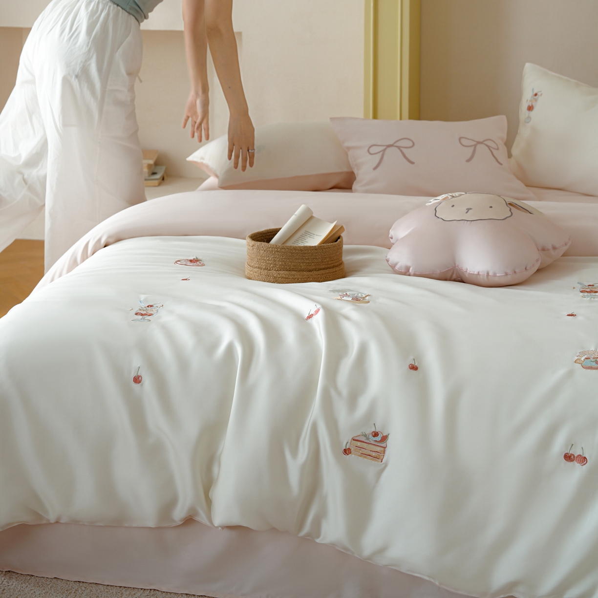 91家纺网 家纺一手货源 找家纺 简纯主义 2026新款60s奥地利进口兰精天丝四件套-泡泡莓果 泡泡莓果粉