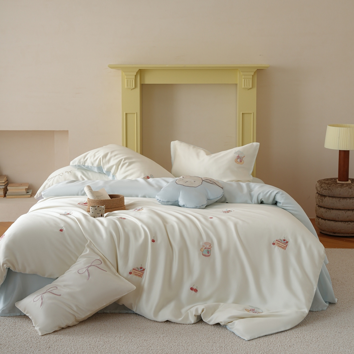 91家纺网 家纺一手货源 找家纺 简纯主义 2026新款60s奥地利进口兰精天丝四件套-泡泡莓果 泡泡莓果蓝