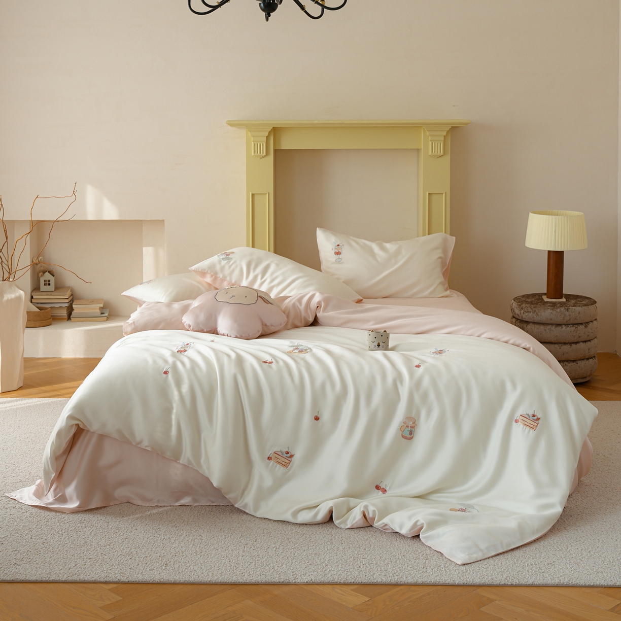 91家纺网 家纺一手货源 找家纺 简纯主义 2026新款60s奥地利进口兰精天丝四件套-泡泡莓果 泡泡莓果粉