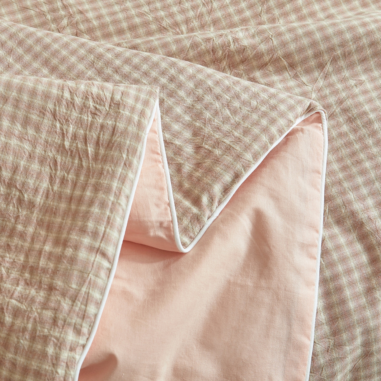 91家纺网 家纺一手货源 找家纺 典冠 2025新款A类全棉色织水洗棉夏被夏凉被 琥珀粉