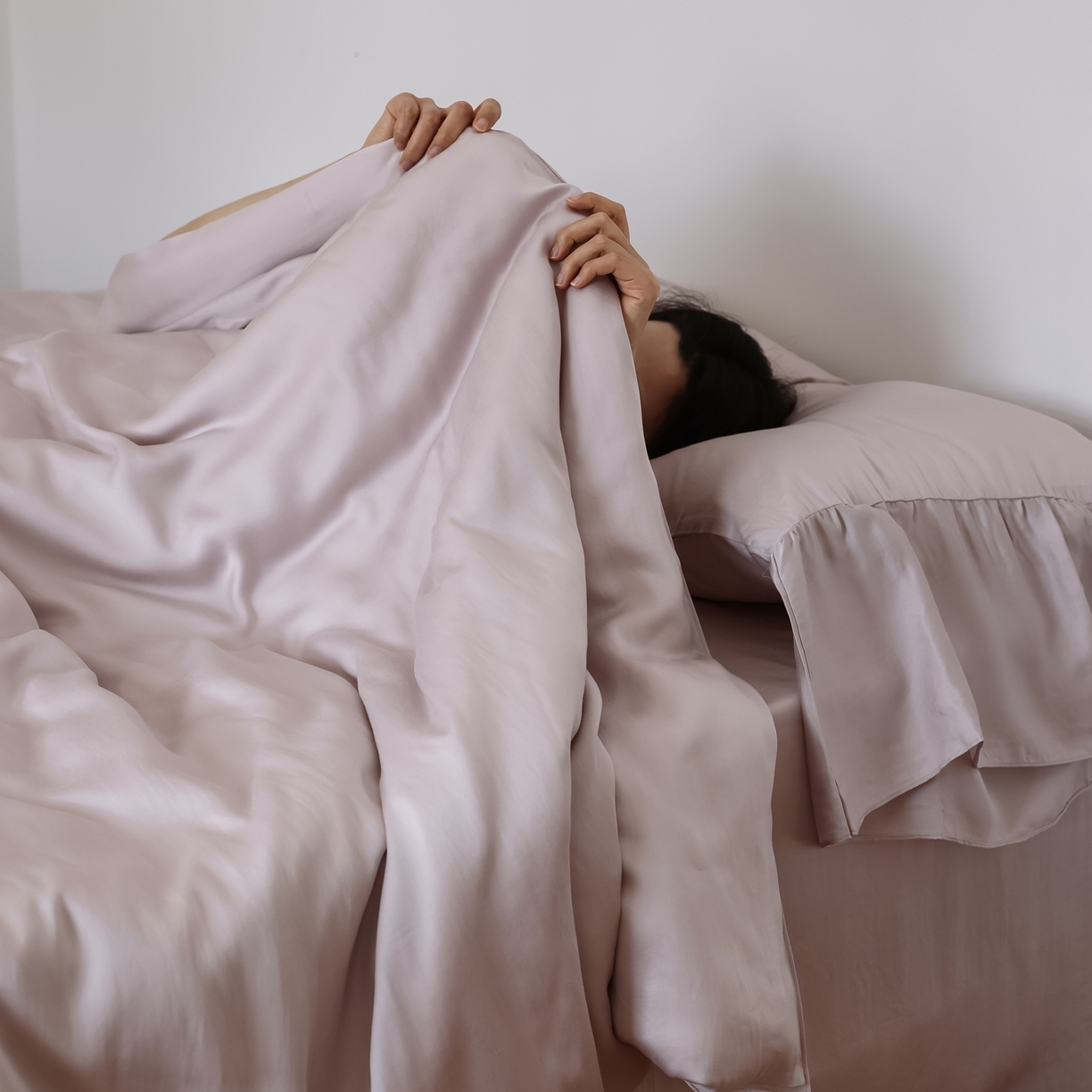 91家纺网 家纺一手货源 找家纺 初拾 2026新款60支水洗兰精天丝”慵懒风“四件套-美人鱼 美人鱼-玫瑰浅紫