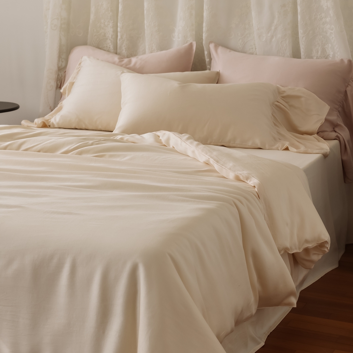 初拾 2026新款60支水洗兰精天丝”慵懒风“四件套-美人鱼 美人鱼-棉花糖白