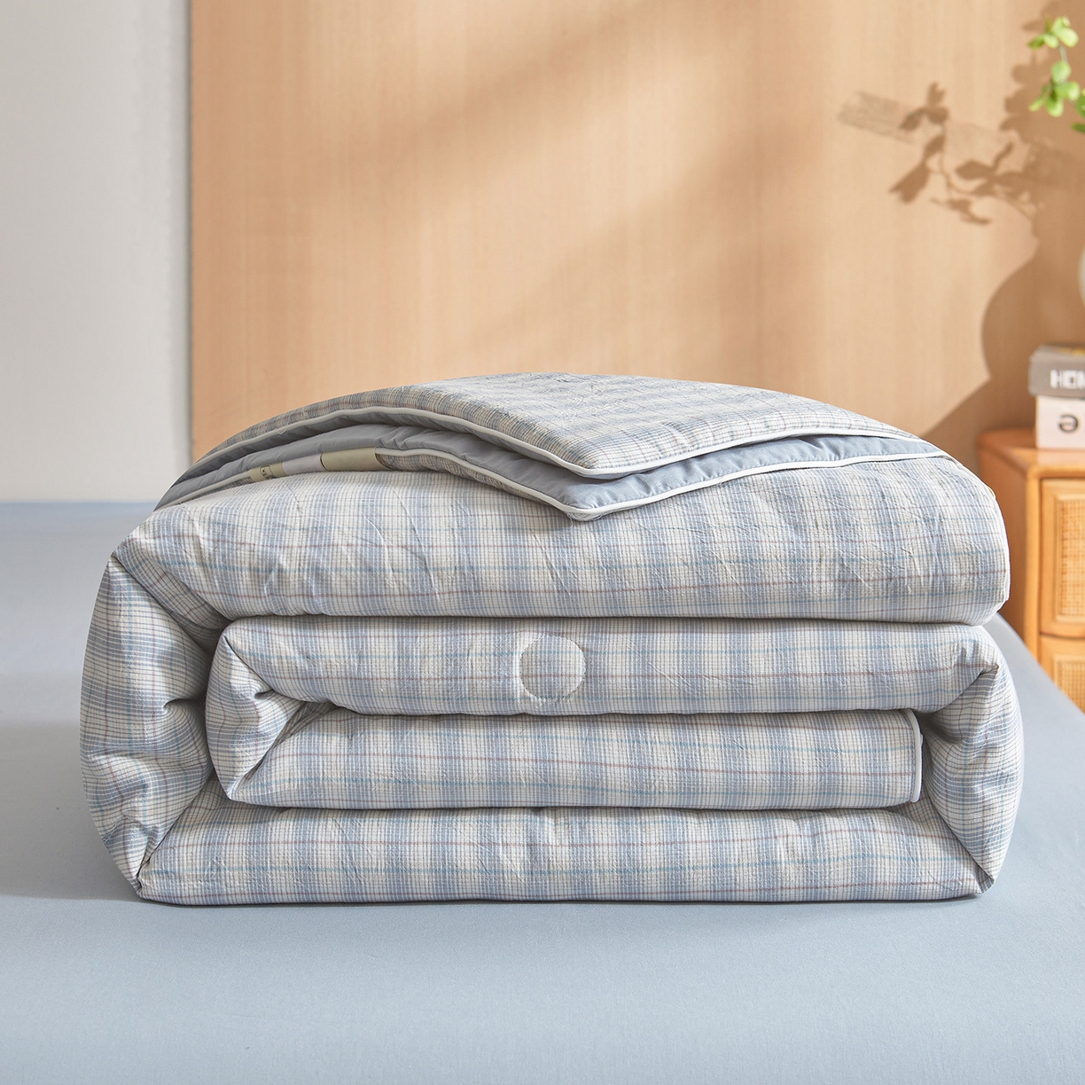 91家纺网 家纺一手货源 找家纺 典冠 2025新款A类全棉色织水洗棉夏被夏凉被 柠檬兰