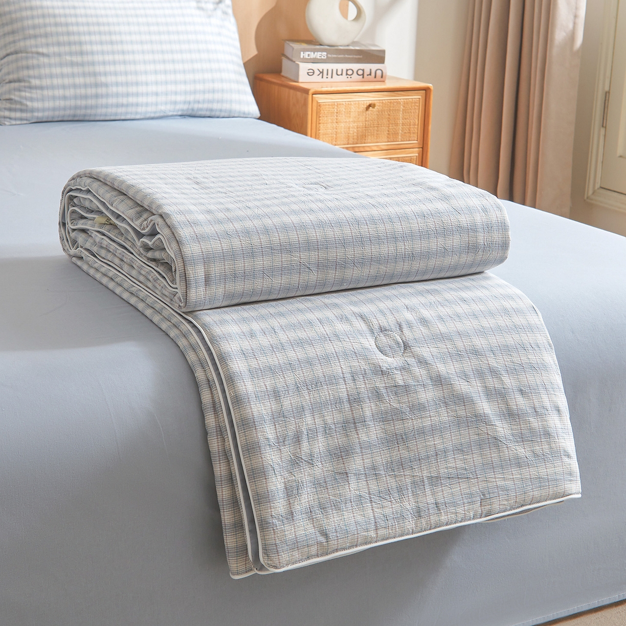 典冠 2025新款A类全棉色织水洗棉夏被夏凉被 柠檬兰