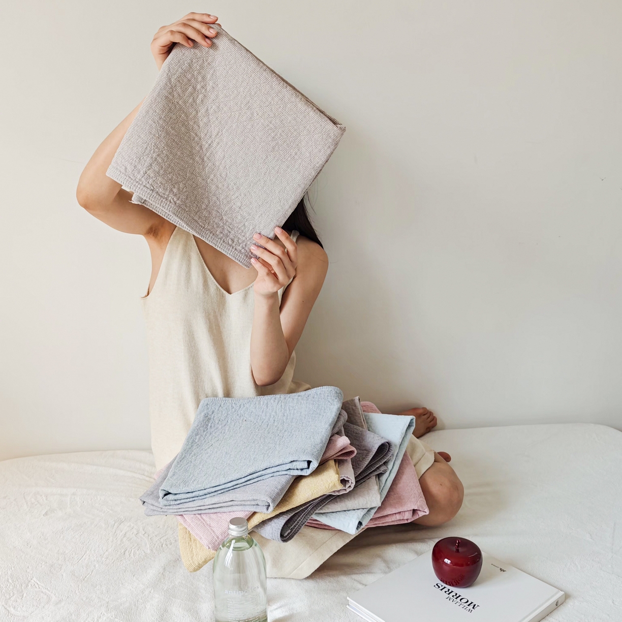 91家纺网 家纺一手货源 找家纺 （总）沐瑟家纺 2026新款无印风格子款枕巾