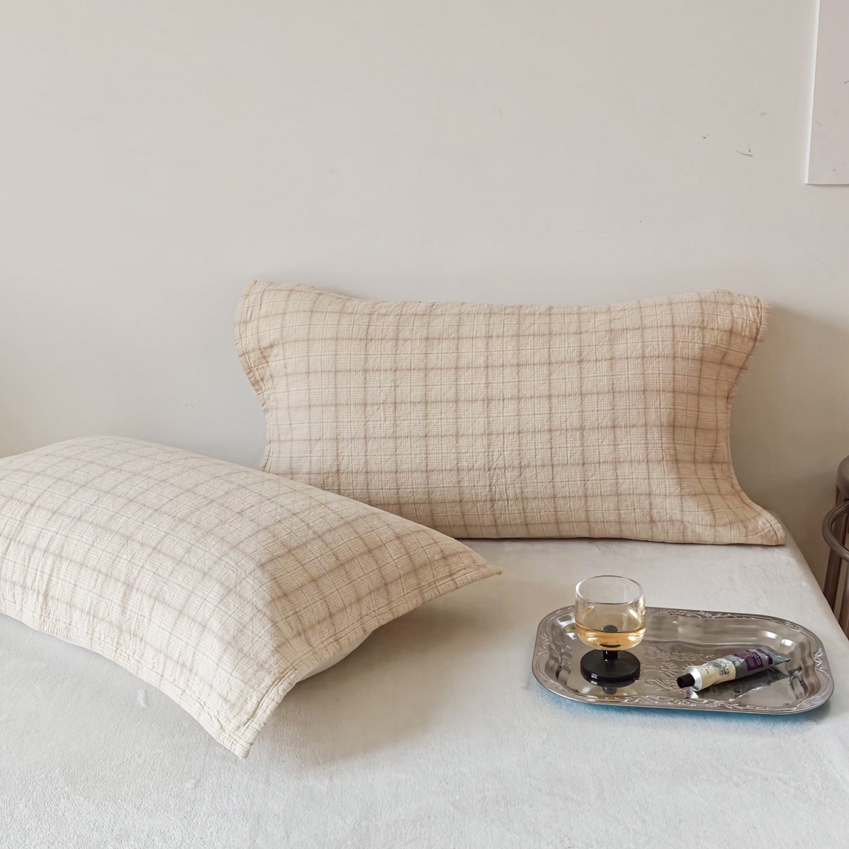 91家纺网 家纺一手货源 找家纺 （总）沐瑟家纺 2026新款无印风格子款枕巾