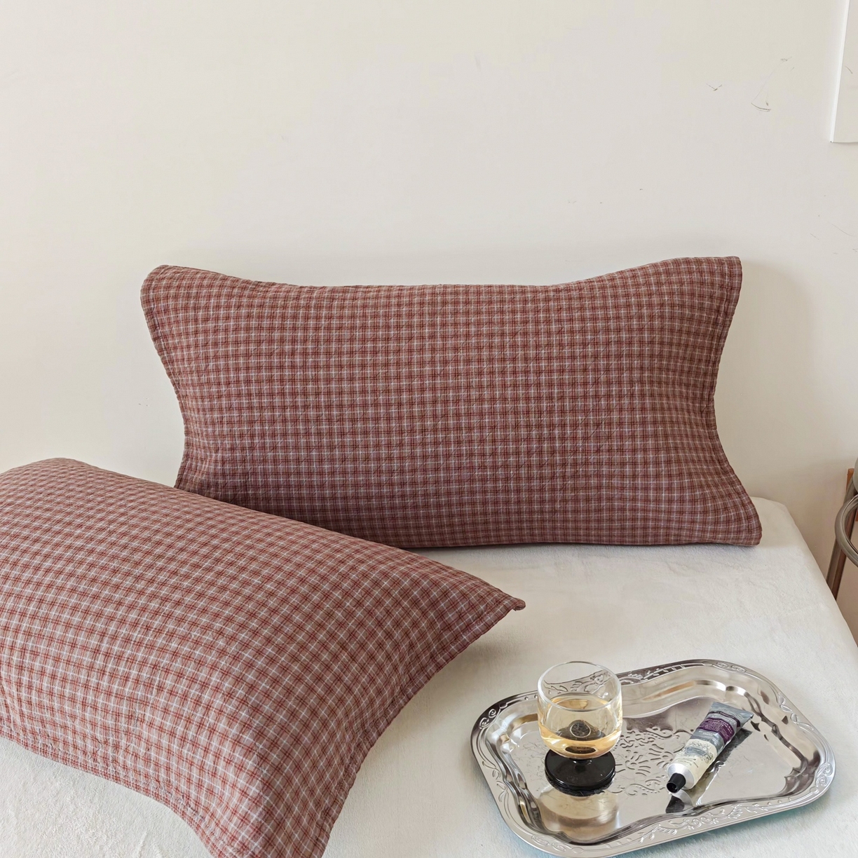 91家纺网 家纺一手货源 找家纺 （总）沐瑟家纺 2026新款无印风格子款枕巾