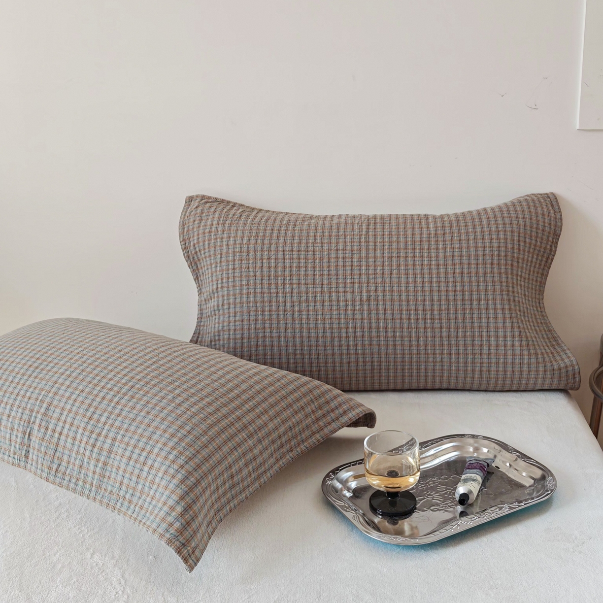 91家纺网 家纺一手货源 找家纺 （总）沐瑟家纺 2026新款无印风格子款枕巾