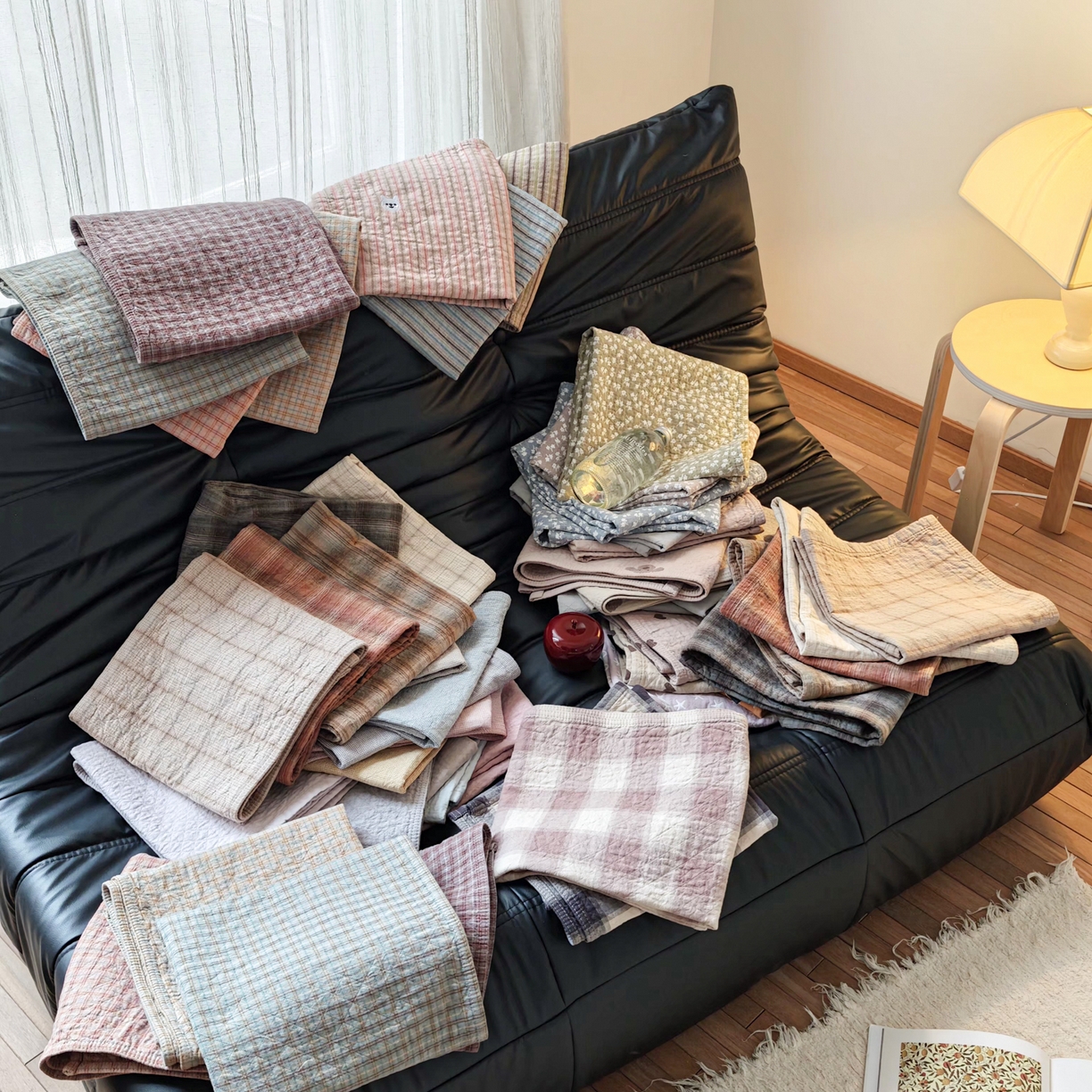 91家纺网 家纺一手货源 找家纺 （总）沐瑟家纺 2026新款无印风格子款枕巾