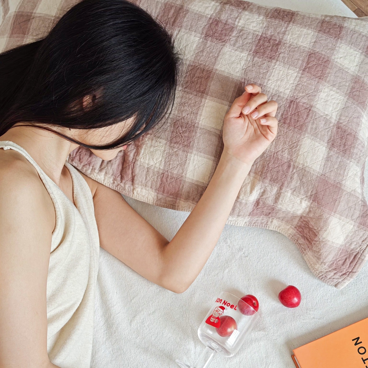 91家纺网 家纺一手货源 找家纺 沐瑟家纺 2026新款无印风格子款枕巾 华夫生活-浅咖