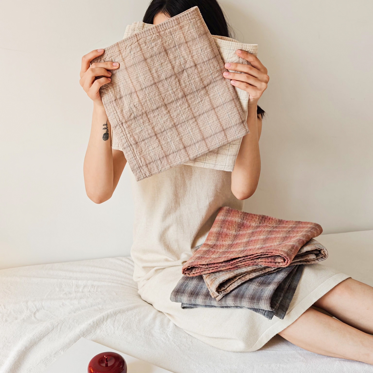 91家纺网 家纺一手货源 找家纺 沐瑟家纺 2026新款无印风格子款枕巾 组合图仅供展示不可下单