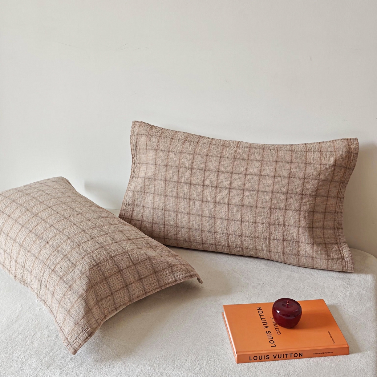 91家纺网 家纺一手货源 找家纺 （总）沐瑟家纺 2026新款无印风格子款枕巾