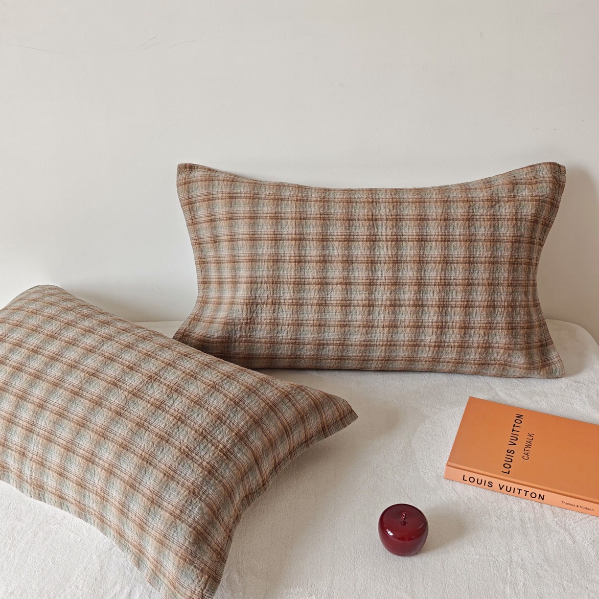 91家纺网 家纺一手货源 找家纺 （总）沐瑟家纺 2026新款无印风格子款枕巾