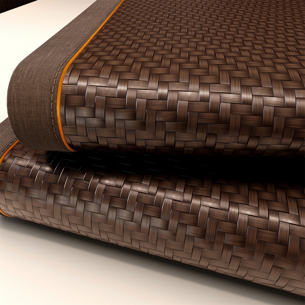 91家纺网 家纺一手货源 找家纺 绒艺席业 2026新款PE藤凉席-绣花款 鹿鸣-深棕