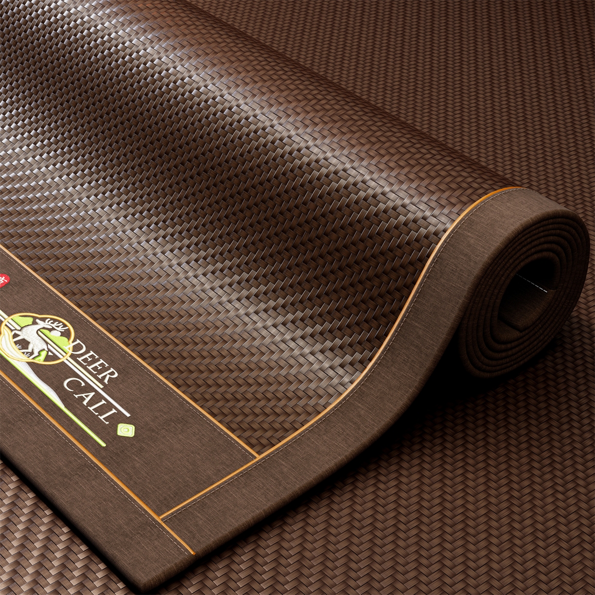 91家纺网 家纺一手货源 找家纺 绒艺席业 2026新款PE藤凉席-绣花款 鹿鸣-深棕