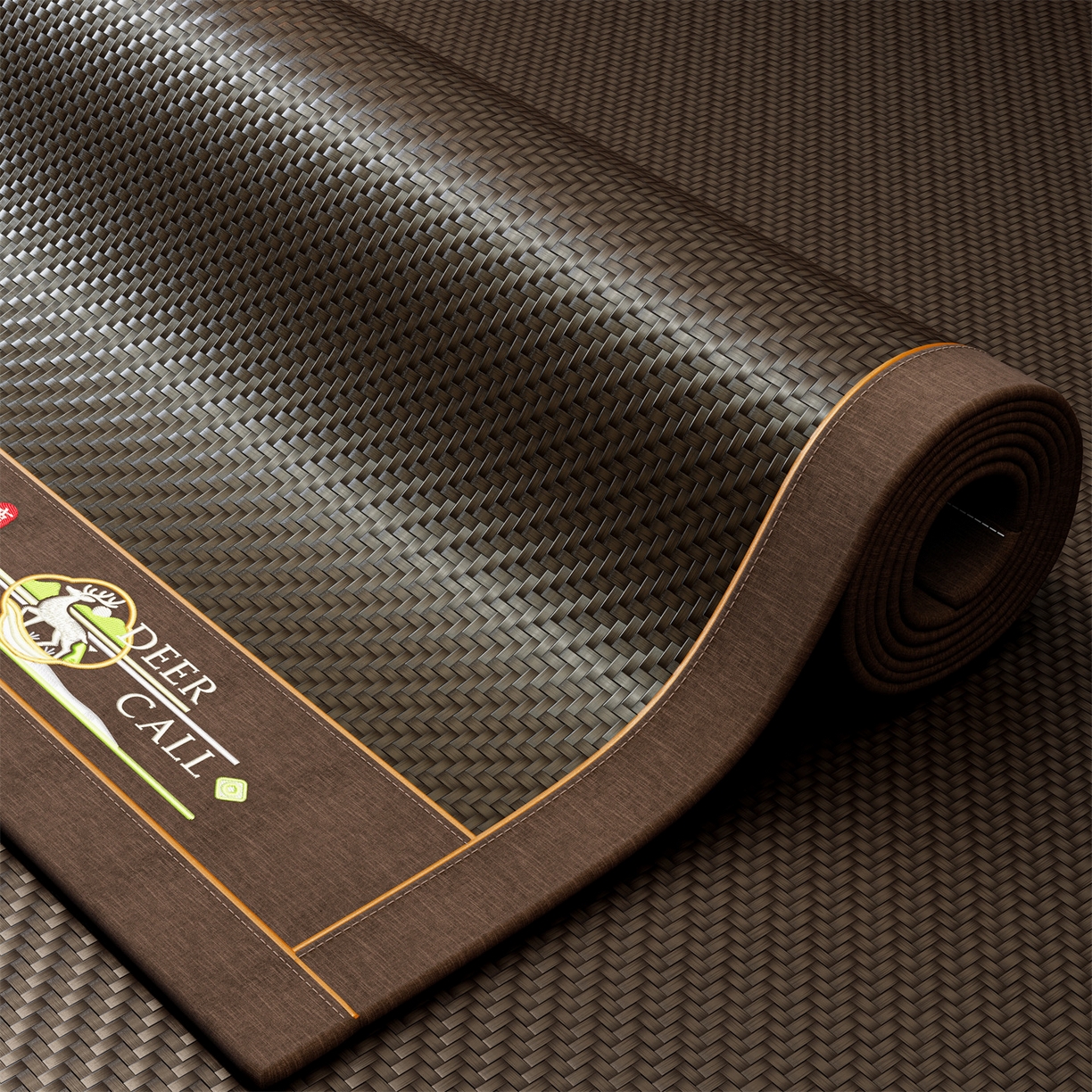 91家纺网 家纺一手货源 找家纺 绒艺席业 2026新款PE藤凉席-绣花款 鹿鸣-暖褐