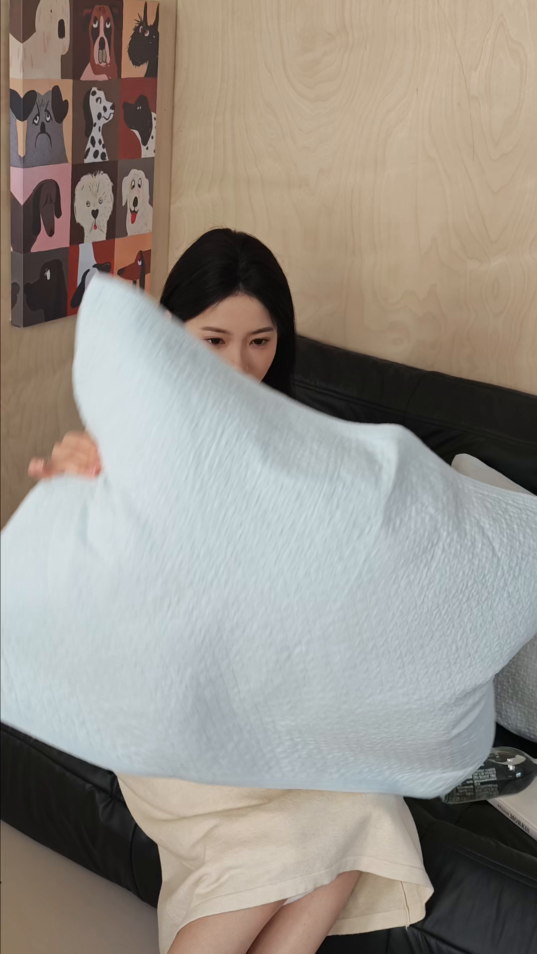 91家纺网 家纺一手货源 找家纺 沐瑟家纺 2026新款无印风格子款枕巾 素格-浅蓝