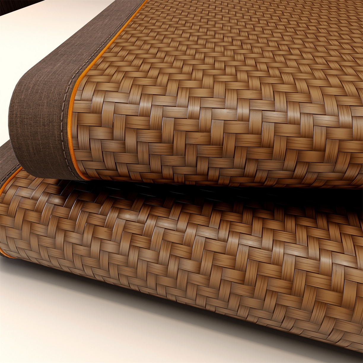 91家纺网 家纺一手货源 找家纺 绒艺席业 2026新款PE藤凉席-绣花款 鹿鸣-淡雅咖