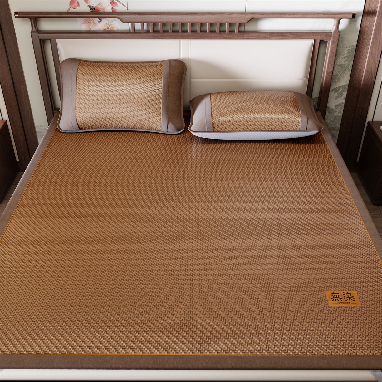 91家纺网 家纺一手货源 找家纺 绒艺席业 2026新款PE藤凉席-皮标款 浅咖