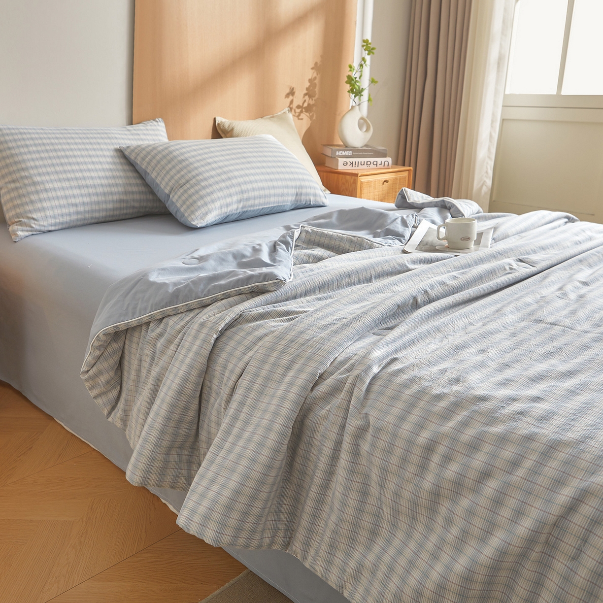 91家纺网 家纺一手货源 找家纺 典冠 2025新款A类全棉棉花被夏被四件套 柠檬兰