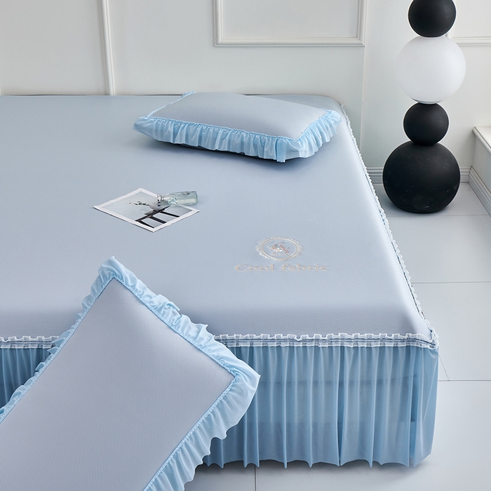 91家纺网 家纺一手货源 找家纺 小牛席业 2026新款ALL COOL全凉感床裙凉席席子系列 ALL cool-蓝色