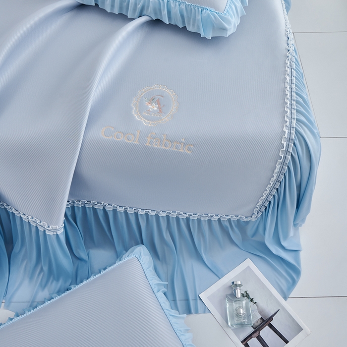 91家纺网 家纺一手货源 找家纺 小牛席业 2026新款ALL COOL全凉感床裙凉席席子系列 ALL cool-蓝色