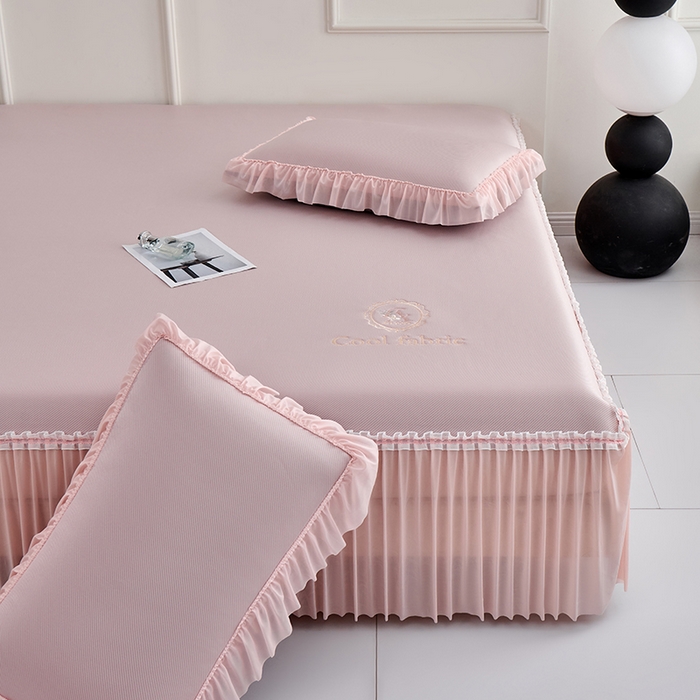 91家纺网 家纺一手货源 找家纺 小牛席业 2026新款ALL COOL全凉感床裙凉席席子系列 ALL cool-粉色