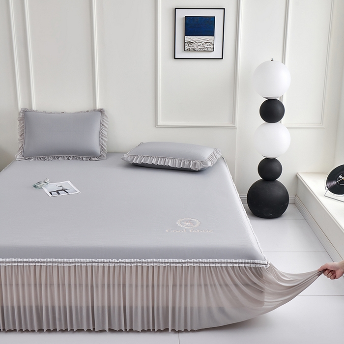 91家纺网 家纺一手货源 找家纺 小牛席业 2026新款ALL COOL全凉感床裙凉席席子系列 ALL cool-灰色