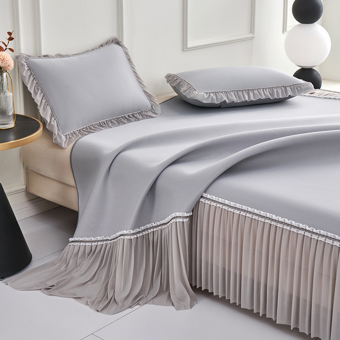 91家纺网 家纺一手货源 找家纺 小牛席业 2026新款ALL COOL全凉感床裙凉席席子系列 ALL cool-灰色