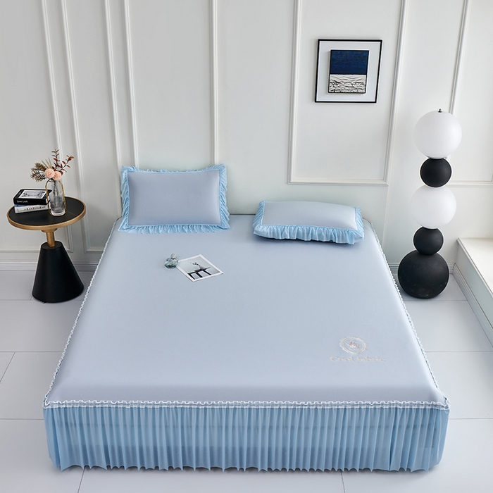 91家纺网 家纺一手货源 找家纺 小牛席业 2026新款ALL COOL全凉感床裙凉席席子系列 ALL cool-蓝色