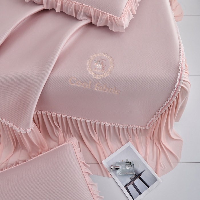 91家纺网 家纺一手货源 找家纺 小牛席业 2026新款ALL COOL全凉感床裙凉席席子系列 ALL cool-粉色