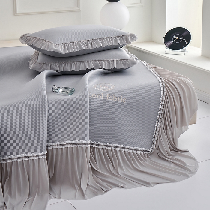 91家纺网 家纺一手货源 找家纺 小牛席业 2026新款ALL COOL全凉感床裙凉席席子系列 ALL cool-灰色